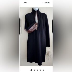 Lauren Ralph Lauren Navy Zip-Front Top with Brown Trim NWOT